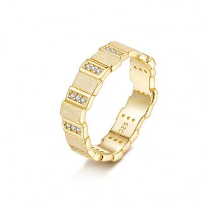 1枚精美纹理莫桑石女士戒指，S925纯银不对称高端珠宝，情人节、母亲节、生日、周年纪念日的理想礼物，百搭奢华配饰，节日礼物