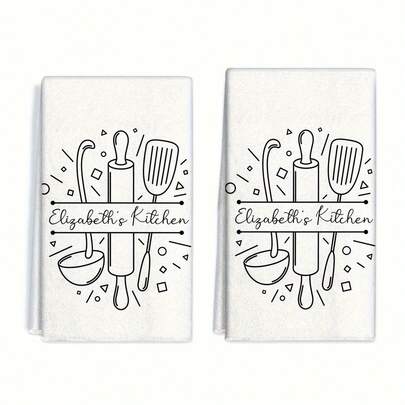 2pcs Custom Name Kitchen Towels - Ultra Absorbent, Soft Polyester Hand Towels With Modern Design - Perfect For Cooking, Baking & Cleaning - Ideal Gift For Mom & Women, Christmas Decor Perfect For Birthday Anniversaries, Valentine's Day, Thanksgiving, Christmas, Halloween, Wedding And New Year Gifts. Ideal Gifts For Her, Him, Family Members, Boyfriends, Girlfriends, Fathers, Mothers, Lovers, Daughters, Sons, Grandfathers, Grandmothers, Friends, Classmates And Pets. This Multifunctional Kitchen Towel Can Be Widely Used In Kitchen, Sofa, Bed, Car, Bedroom, Living Room, Office, Outdoor Camping And Beach. It Also Serves As Wall Decoration, Bedroom Decor, Fall Decor, Fall Decorations For Home, Christmas Party Theme Kitchen Towel And Christmas Decor.