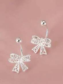 1 Đôi bông tai hình nơ rỗng bằng bạc Sterling S925, kiểu dáng tinh tế, ngọt ngào, phong cách nữ tính, độc đáo, cá tính, thời trang Y2K dành cho nữ - nơ - Xem 10