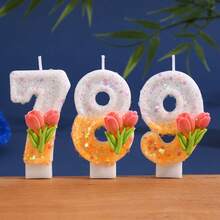 Bánh Tulip - Món tráng miệng - Nến số sinh nhật tự làm thủ công bằng sáp, sáng tạo, dành cho bé từ 0-9 tuổi. - nhiều màu - Xem 1