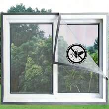 Premium graues Fenster-Fliegengitter - Mückenschutz, selbstklebende Installation, wiederverwendbar und waschbar, für Zuhause und Schlafzimmer - grau - Übersicht 2