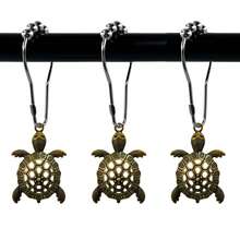 12pcs/Set Sea Turtle Shower Curtain Hooks, Silver Metal Shower Curtain Rings, Decorative Bathroom Accessories Set, Tropical Beach Themed Bathroom Decor - 12pcs - View 11