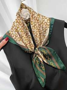 1 chiếc khăn vuông in họa tiết cổ điển, khóa kim loại, kích thước 26,7 inch - Chất liệu giả polyester 100%, nhẹ, thích hợp cho kỳ nghỉ hoặc du lịch. - A - Xem 2