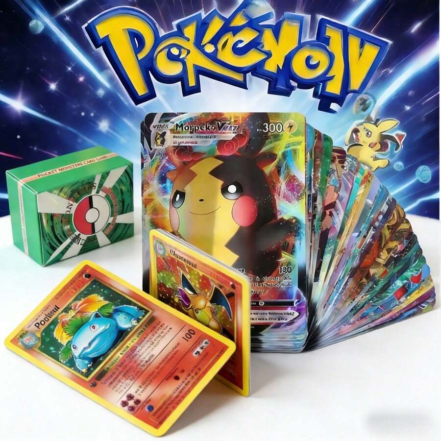 300张集换式卡牌，包括闪亮卡、玩具卡、战斗卡，适合作为万圣节礼物、生日惊喜、动漫迷礼物（款式随机） - 彩色 - 查看 1