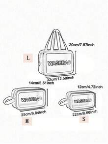 1 pieza Bolsa de cosméticos de PVC transparente de gran capacidad, bolsa de aseo impermeable de PU portátil, bolso de mano de mujer, bolsa de almacenamiento para viajes/Blanco - Blanco - Ver 4