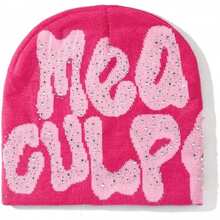 Y2k Beanie Women Beanies Y2k Hat Graphic Beanies Winter Hat Knit Skull Cap Knitted Cap Y2k Accessories - Rose - 查看 10