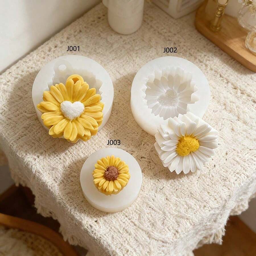 镂空心形雏菊DIY手工香氛石膏多功能硅胶模具 - 花朵 - 查看 1