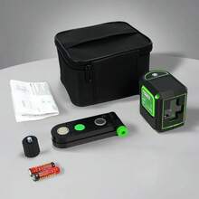 2-Line Green Laser Level With Adjustable Base, Automatic Leveling Tool For Home And Construction, Batteries Included - Black - View 3