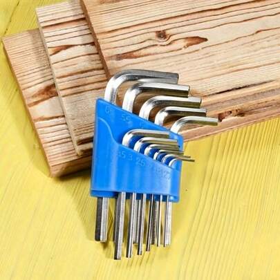 Bộ 11 cờ lê lục giác đầu phẳng, bộ cờ lê lục giác hình chữ L kèm giá đỡ, dụng cụ lục giác cầm tay hệ mét, thích hợp cho gia đình và sửa chữa máy móc.
