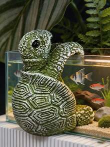 Decoração de Tartaruga Rastejante, Escultura Fofa de Tartaruga para Aquário, Decoração de Paisagem para Tanque de Peixes, Adequada para Casa, Escritório, Aquário, Decoração de Mundo Subaquático para Tanque de Peixes, Adequada para Paisagismo de Aquário, Tanques de Água Doce e Salgada, Acessórios de Decoração para Aquário de Mesa - A - Visão 3