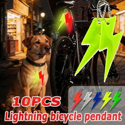 10 chiếc mặt dây chuyền phản quang hình tia chớp, dùng trang trí xe đạp, ba lô ngoài trời, móc khóa vòng cổ chó, phụ kiện cá nhân hóa ba lô hành lý, móc khóa tự làm.