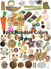 8/15pcs Hamster Chew Stick Set, Small Animal Chew Toys, Rodent Pet Toys, Enrichment Pet Toy Assortment Suitable For Gerbils, Mice, Rabbits And Hamsters - Multicolor - View 11