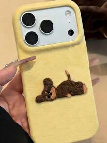 Ốp lưng điện thoại hình chó Dachshund 3D hoạt hình dễ thương nằm dài, họa tiết quả vải, dành cho iPhone 17 Pro Max 17 Pro 17 Air 16 15 14 13 12 Pro Max 16 Plus 11, ốp lưng mềm chống sốc dễ thương mùa thu đông, quà Giáng sinh. - Màu vàng - Xem 1