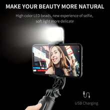 Professional Phone Tripod Selfie Stick With Fill Light, 40 Inch Extendable Wireless Remote Stable Anti-Shake, 360° Rotatable For Outdoor Vlogging Live Streaming, Gift For Women - 查看 6