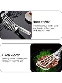 1 chiếc kẹp gắp thức ăn bằng thép không gỉ, dụng cụ nhà bếp đa năng dùng cho tiệc buffet, cá chiên, bánh mì, bít tết, salad và món tráng miệng - Giúp chuẩn bị và trình bày thức ăn dễ dàng hơn. - Bạc - Xem 3