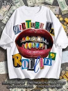 PICTURE ME ROLEIN, Street Wear, Y2K, (Cotton Streetwear T-Shirt) Men's Graphic Tees, Round Neck, Loose Fit, Fall & Holiday Travel, Unisex, Goth & Y2K - 白色 - 查看 1