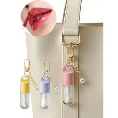 Tubo de brillo de labios con labios inclinados con perlas, accesorio de empaque de tubo, accesorio de llavero de brillo de labios y lápiz labial, accesorio de viaje, caja de almacenamiento de viaje, accesorio multifuncional, minimalista de moda, necesidad diaria, para bolsos y llaves, regalo para mujeres y accesorio de uso diario elegante para cualquier ocasión, regalos de cumpleaños, accesorios de viaje, regalos del día de la madre, regalos de regreso a la escuela, regalos de graduación, regalos de Pascua