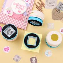 Square/Round/Square Bracket/Heart-Shaped Magnetic Manual Hole Puncher; 1 Inch Precision Positioning Frame Window Puncher Suitable For Making Photo Albums, Diaries, Cards - A - View 10
