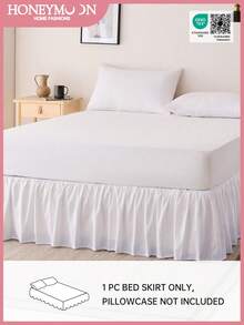 1 pieza Falda de cama con volantes de menta básica y ligera, estilo clásico, suave y de moda, 100% tela de microfibra, caída de 15 pulgadas, blanco. Adecuado para ropa de cama del hogar, dormitorio, certificado Oeko-Tex. - Blanco - Ver 1