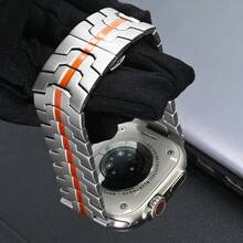 1条不锈钢表带，兼容 Ultra 2，尺寸49mm、46mm、44mm、42mm，金属表链，适用于 Series 11、10、9、8、7、6、SE、5、4、3、45mm表带，替换表带，超耐用表带，附赠表带调节器 - 42/44/45/46/49MM - 查看 3