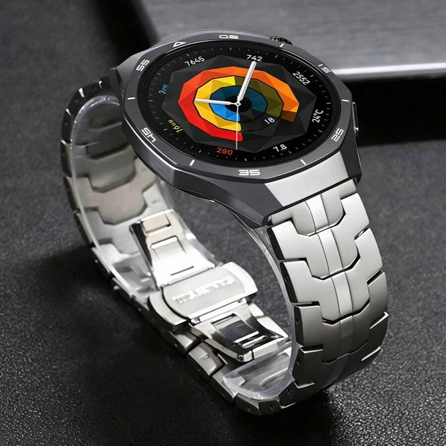 22毫米优质钛金属表带，适用于华为Watch GT6 Pro/GT6/GT5/Pro4 Pro 46毫米、Watch 4/4 Pro 46毫米、GTR 4/3/2 47毫米、小米Watch S4 46毫米、S4 Sport/S3/Color 2升级配件、Forerunner 935、945、945 LTE、955/955 Solar、965、Fenix 7、Fenix 7 Pro、Fenix 8智能手表表带，男女皆宜。 - 鈦色 - 查看 1