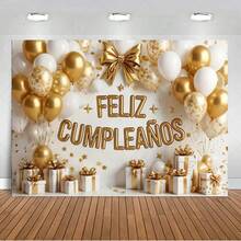 Spanish Happy Birthday Theme Background Supplies Colorful Balloon Birthday Party Decor Backdrop Kid Photo Shoot Prop Equipped With 4 Eyelets. - 款式E - 查看 1
