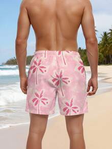 Men's Casual Palm Tree Print Beach Shorts - Multicolor - View 2