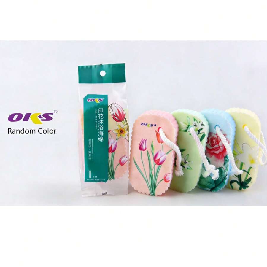 OKS Floral Print Bath Sponge, Soft Exfoliating Shower Scrubber, Random Color - Bath Sponge - View 1