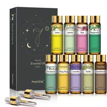 PHATOIL 高级精油套装，9瓶装，每瓶10毫升/0.33液盎司，适用于香薰机、加湿器、DIY香水、肥皂和蜡烛制作，最佳礼品之选 - 薰衣草/茉莉/尤加利/香草/薄荷/玫瑰/依兰/柠檬/檀香 - 9 pcs/set-02 - 查看 2