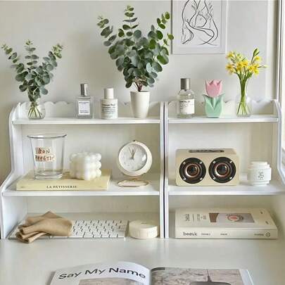 Többszintes asztali szervező - matt felület, téglalap alakú tároló irodaszereknek, kozmetikumoknak és könyveknek, vegyes színek