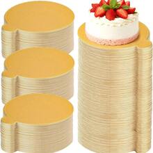 Bộ 20/50/100 khay giấy tròn màu vàng dùng làm bánh, đế mousse và cupcake. Khay giấy làm bánh chống dầu và bền chắc với tay cầm dễ cầm nắm. Được thiết kế như khay giấy nướng bánh tráng miệng, lý tưởng cho việc tự làm bánh, các món tráng miệng nướng, trưng bày bánh ngọt, đám cưới, sinh nhật và các buổi họp mặt. - Xem 1