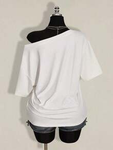 Colección verano 2026. Camiseta holgada mujer talla grande, estampado calavera y rosa gótico punk, estilo retro vanguardista. Tallas 3–7XL, apta otoño-invierno. Envío gratis 24h. - Blanco - Ver 2