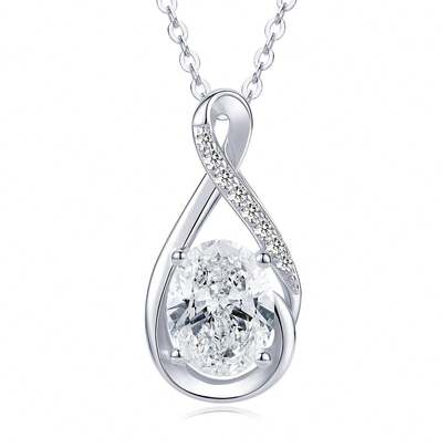 XUJIA 1PC Infinity Moissanite Necklace For Women 925 Sterling Silver Pendant Necklace Oval Cut 2ct - 7x9mm Moissanite Jewelry Women's Engagement Wedding Anniversary Gift Ladies Bridal Jewelry