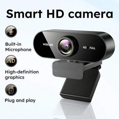 Webcam Full HD 1080P avec microphone, convient pour PC et ordinateur portable, caméra beauté à annulation de bruit pour la diffusion en direct, le jeu et les appels vidéo