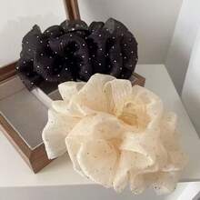公主波点星空泡泡发夹，女士丸子头造型，蓬松发型，蝴蝶结发圈，发夹 - 黑色 - 查看 3