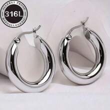 Golden High-Quality, Low-Allergy Hoop Earrings - Fade-Resistant, Easy Yet Elegant, Suitable For Everyday Wear Or Parties, Fashionable Accessory For Women, Refined Gift For Her - Golden - View 7
