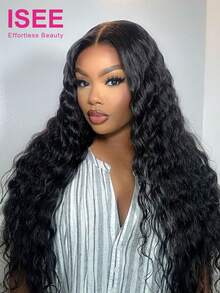 ISEE HAIR Wear Go 7x5英寸透明无胶松散深波浪真人发假发，预漂白打结，自然色，180%密度，长度16-30英寸，预修剪和预拔毛发际线，适合日常佩戴 - SNatural - 查看 3