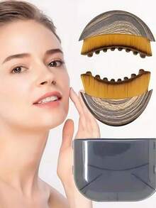 1pc Face Lifting Lymphatic Drainage Massage Brush, Jawline Sculptor & Neck Contouring Beauty Tool, Soft Bristles For Sensitive Skin With Travel Storage Case - Multicolor - View 4