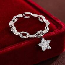 1 chiếc nhẫn nữ thiết kế hình ngôi sao treo thanh lịch, đính đá Cubic Zirconia, thích hợp đeo hàng ngày. - Nhiều màu - Xem 4