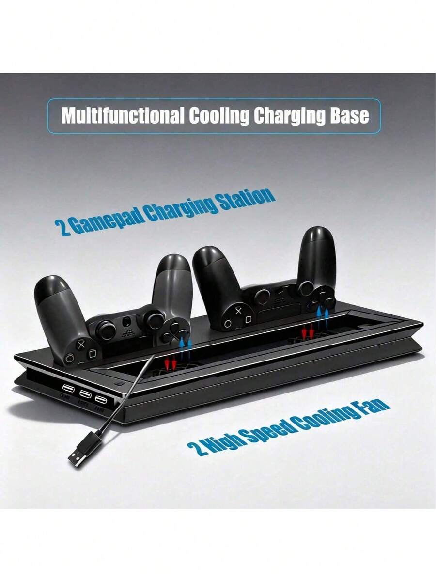 Base de carga vertical con base de carga para 2 controles, alimentada por USB y con hub USB de 3 puertos compatible con Slim/Pro - Ver 1