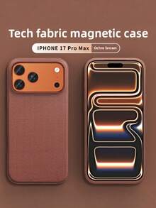 1pc Luxury Magnetic Tech Fabric Phone Case Compatible With IPhone 17 Pro Max AIr Slim Profile, Magnetic Wireless Charging Capability, And Made From Premium Shockproof Fabric For Complete Protection - Brown - View 1