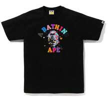BAPE Us College Sta Tee A Bathing Ape Colorful Lettering Print Oversized Cotton T-Shirt - 黑色 - 查看 4
