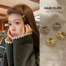 Cute Bow Metal Small Antennae Hair Clip, Bangs/Side Hairpin Hair Accessory - Gold 2pcs - View 2