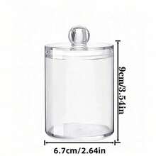 1pc Cotton Swab Storage Box, Transparent Makeup Pad Remover Box, Acrylic Makeup Pad Box, Powder Puff Box, Round Cotton Swab Box - A - View 3
