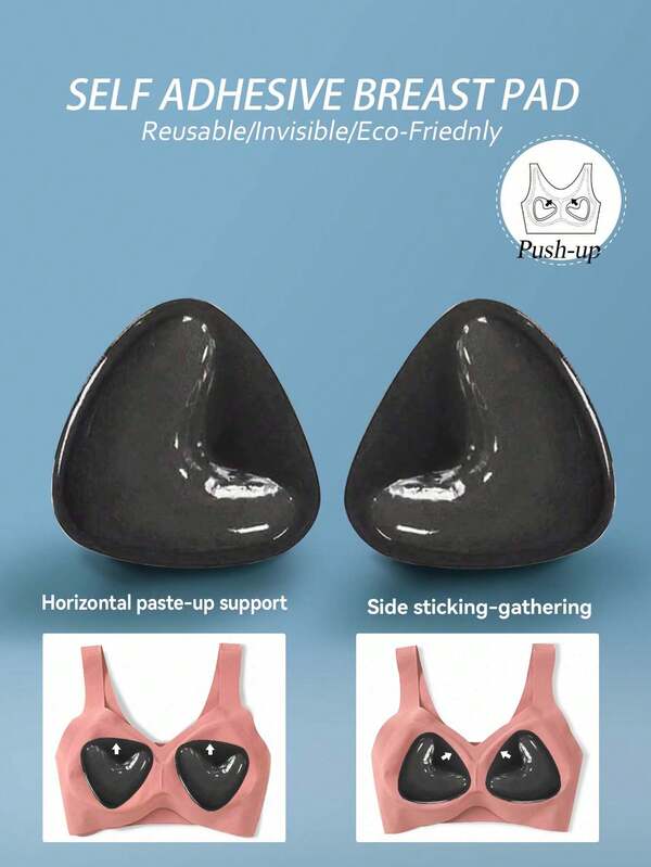 1 Cặp miếng đệm ngực tự dính hai mặt, miếng đệm ngực có thể tái sử dụng, miếng đệm ngực dày dặn, không nhìn thấy được, chống thấm nước, thích hợp cho bơi lội.