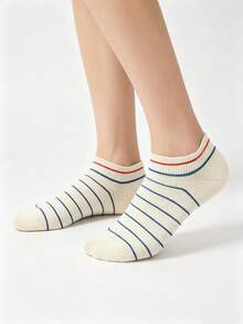 5 Pairs Women's Striped Ankle Socks, Breathable Low-Cut Boat Socks For Spring, Thin Invisible Socks For Summer, Casual Versatile Daily Wear Socks - Multicolor - View 5