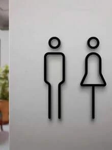 极简主义男女厕所标识牌，金色亚克力洗手间门牌，3D浴室性别指示牌，防水卫生间标识牌，适用于家庭、酒店、公共洗手间装饰 - 彩色 - 查看 3