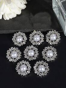 8 pezzi Bottoni in metallo con fiori decorativi in strass e perle finte, bottoni di lusso decorativi per cappotti, blazer e abiti da donna, accessori di abbigliamento fai-da-te, misure 15/18/20/23 mm - Multicolore - Visualizzare 21
