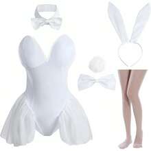 FCCAM Bunny Costume Adult Womens Bunny Bodysuit Halloween Cosplay Suit - trắng - Xem 7