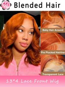 Edges 自然发际线假发，水波纹，8-16 英寸，13x4 蕾丝前额，带婴儿发，180% 密度，透明蕾丝，适合日常佩戴、家庭聚会、节日、派对等场合，黑色/棕色/酒红色/橙色可选，预先拔毛，自然发际线。 - S350 - 查看 2